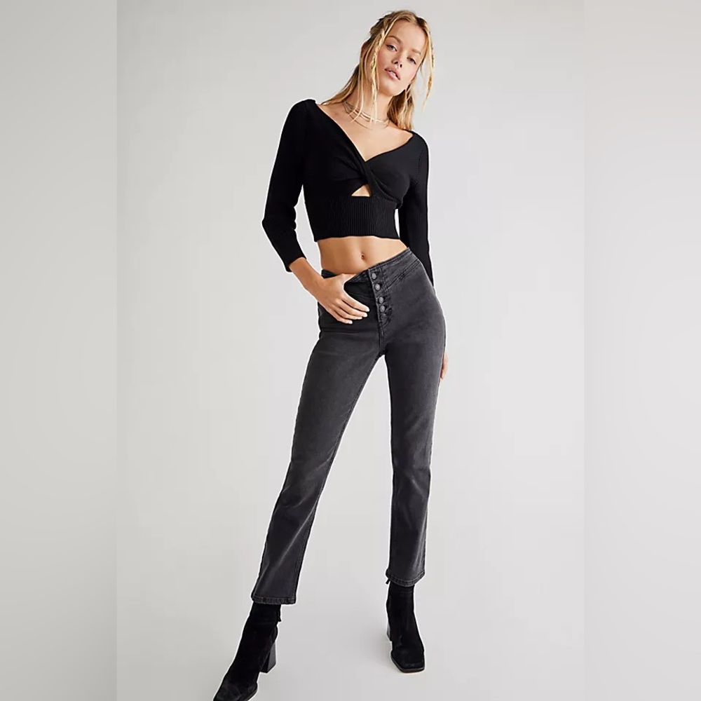 Free People Tex Slim Jean Black